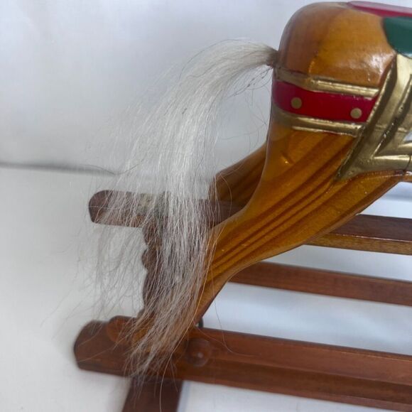 VTG Rocking Glider Horse Decoration Hand Carved Display 8" Height Folk Art Mini - Picture 4 of 8
